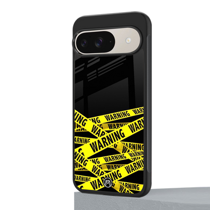 warning tape back phone cover | glass case for google pixel 9