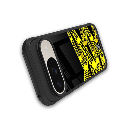 warning tape back phone cover | glass case for google pixel 9