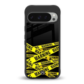 warning tape back phone cover | glass case for google pixel 9 pro