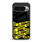 warning tape back phone cover | glass case for google pixel 9 pro