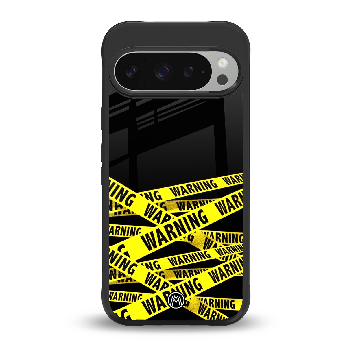 warning tape back phone cover | glass case for google pixel 9 pro xl