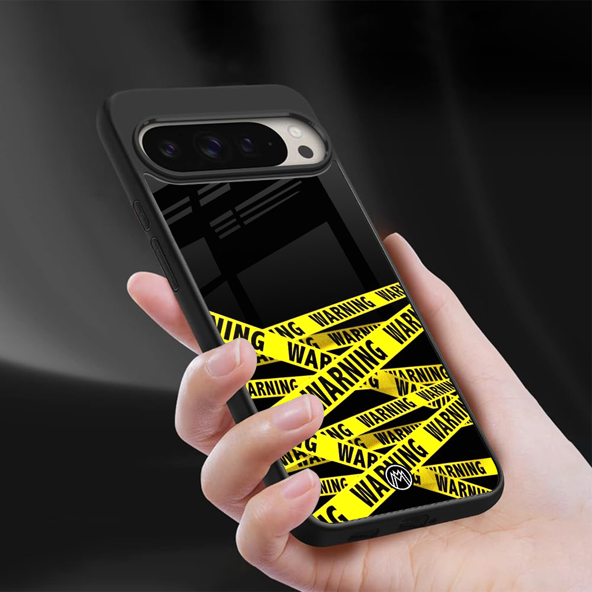 warning tape back phone cover | glass case for google pixel 9 pro xl