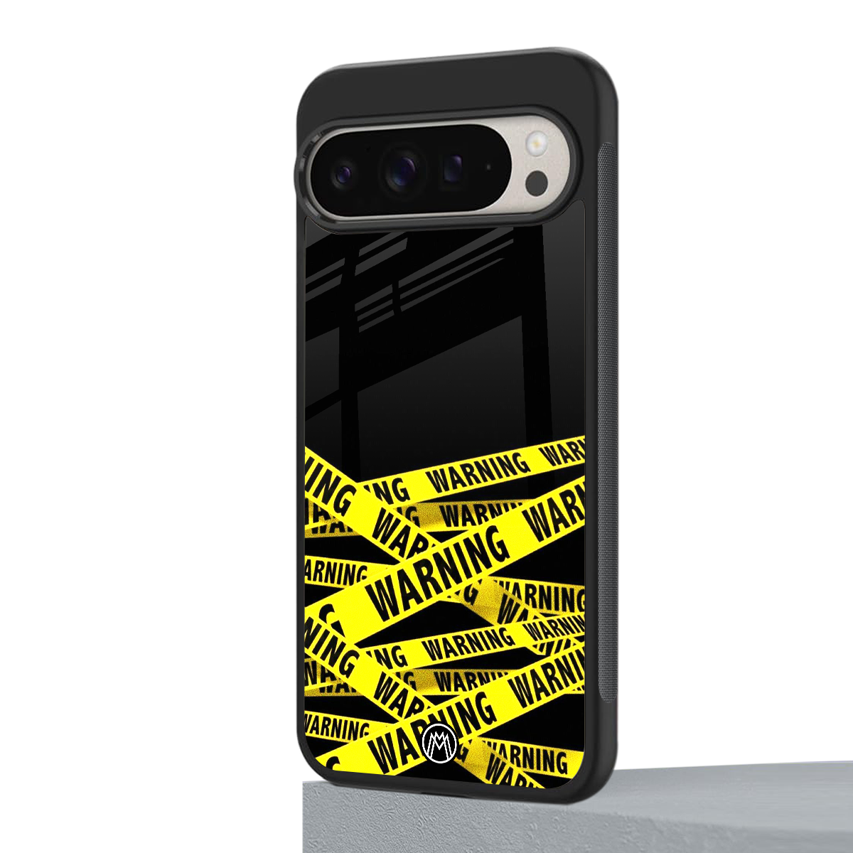 warning tape back phone cover | glass case for google pixel 9 pro