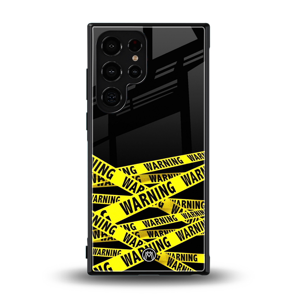 warning tape back phone cover | glass case for samsung galaxy s23 ultra