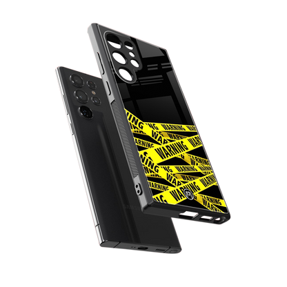 warning tape back phone cover | glass case for samsung galaxy s24 ultra