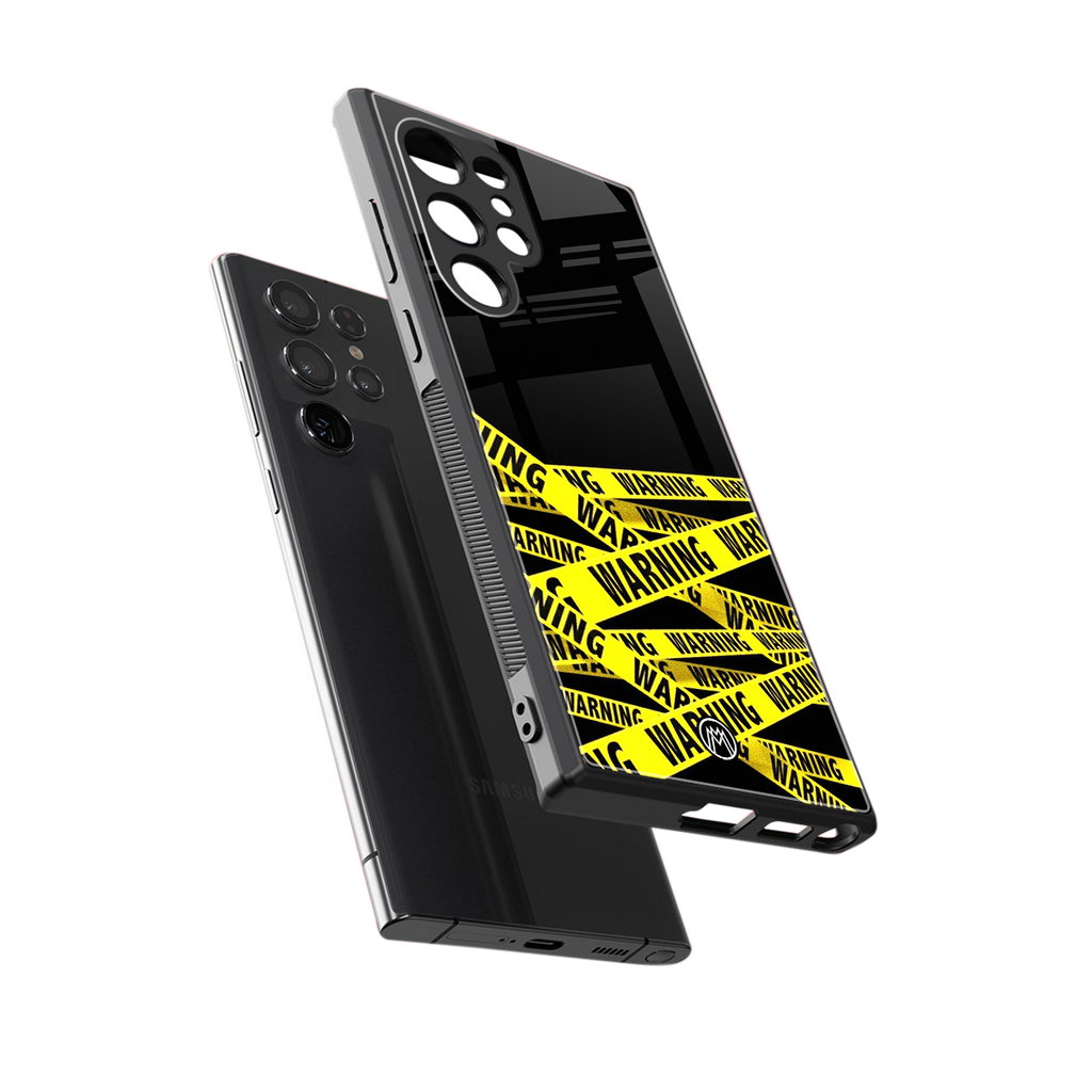warning tape back phone cover | glass case for samsung galaxy s23 ultra