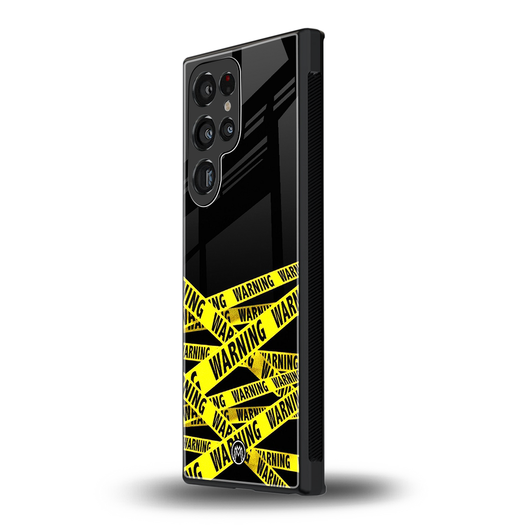 warning tape back phone cover | glass case for samsung galaxy s23 ultra