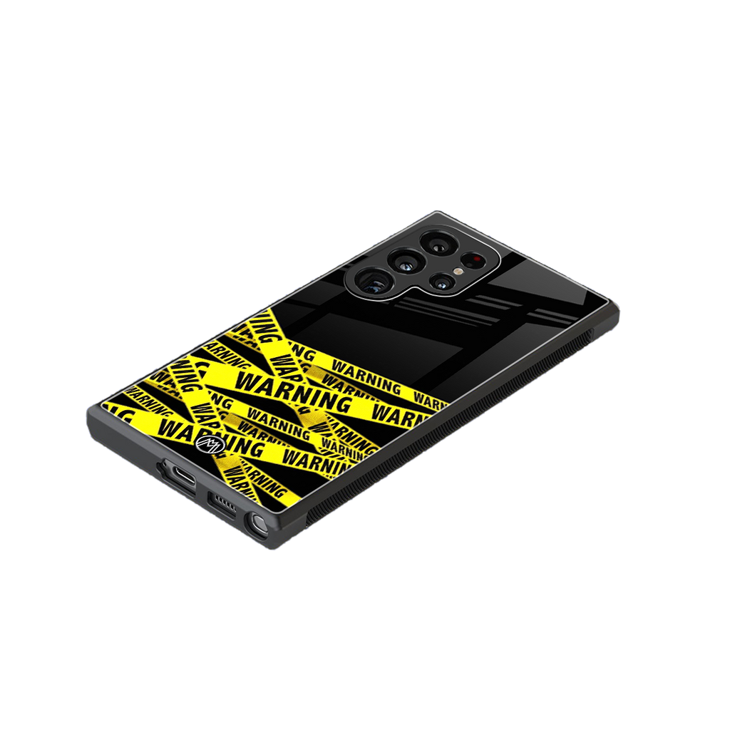 warning tape back phone cover | glass case for samsung galaxy s23 ultra