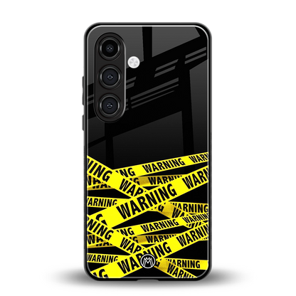 warning tape back phone cover | glass case for samsung galaxy s23 plus