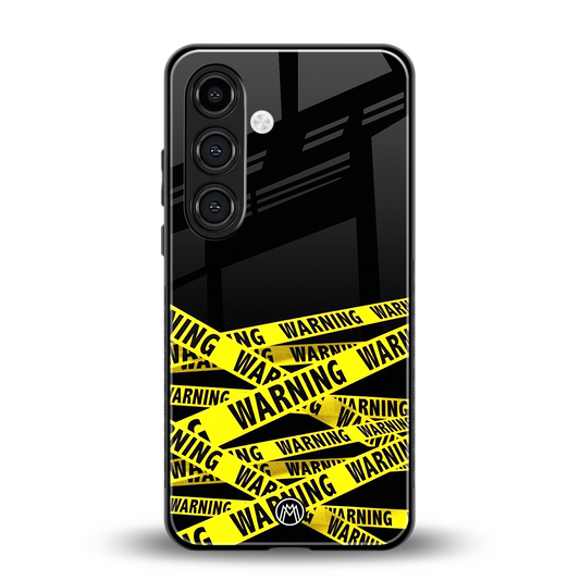 warning tape back phone cover | glass case for samsung galaxy s23 plus