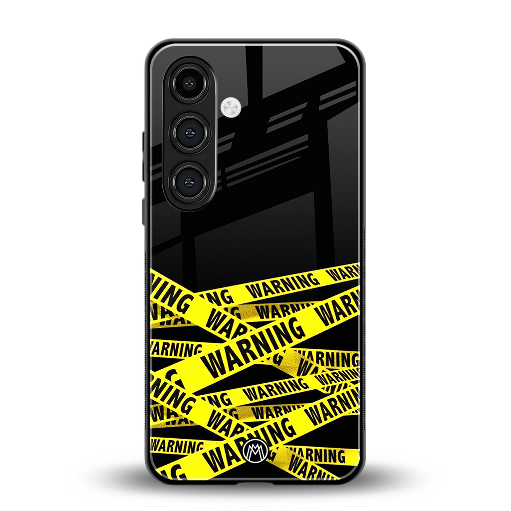 warning tape back phone cover | glass case for samsung galaxy s24 fe