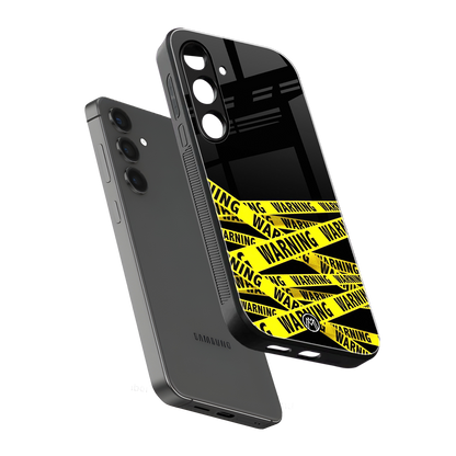 warning tape back phone cover | glass case for samsung galaxy s23 plus