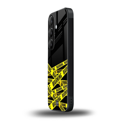 warning tape back phone cover | glass case for samsung galaxy s23 plus
