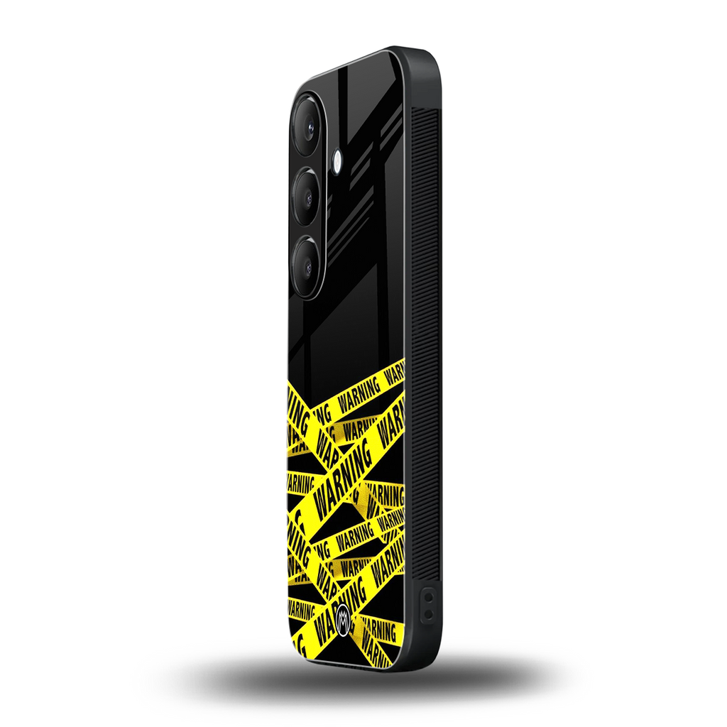 warning tape back phone cover | glass case for samsung galaxy s24 fe