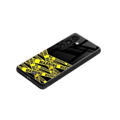 warning tape back phone cover | glass case for samsung galaxy s23 plus