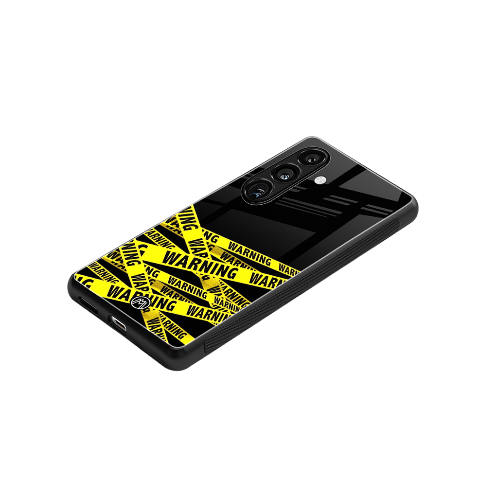 warning tape back phone cover | glass case for samsung galaxy s24 plus