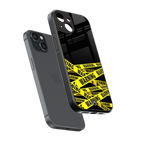 warning tape back phone cover | glass case for iphone 15