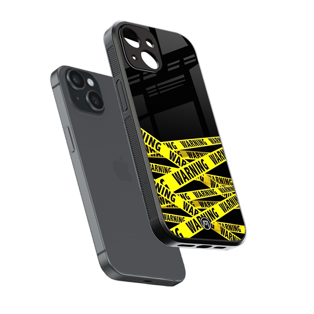 warning tape back phone cover | glass case for iphone 15