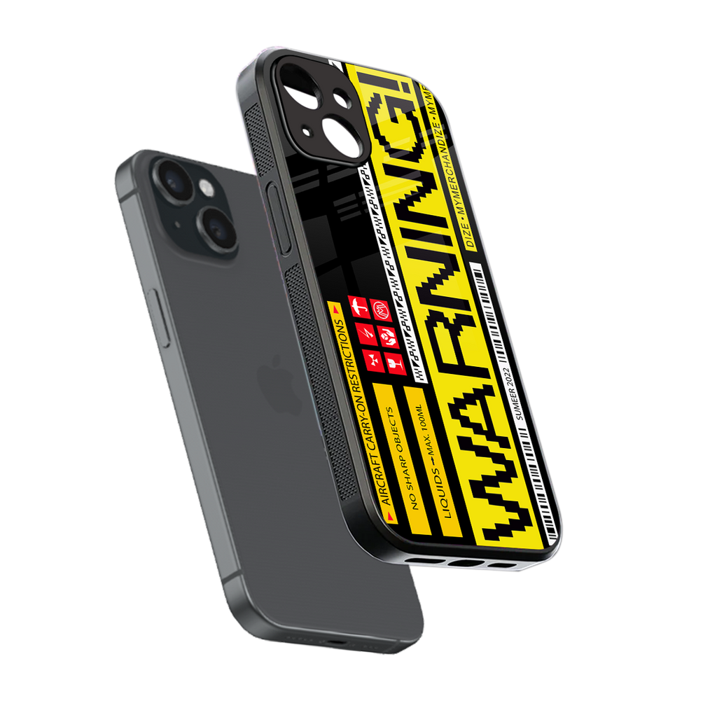 warning back phone cover | glass case for iphone 14