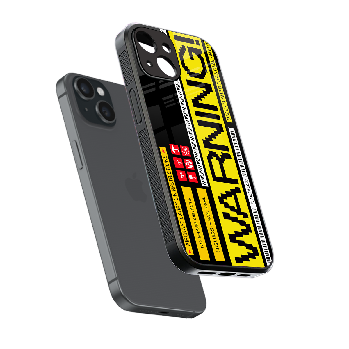 warning back phone cover | glass case for iphone 14