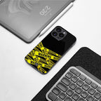 warning tape back phone cover | glass case for iphone 16 pro