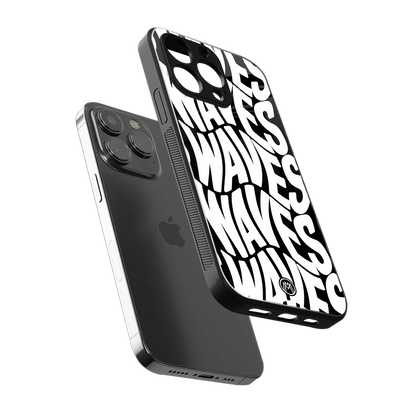 waves back phone cover | glass case for iphone 15 pro max
