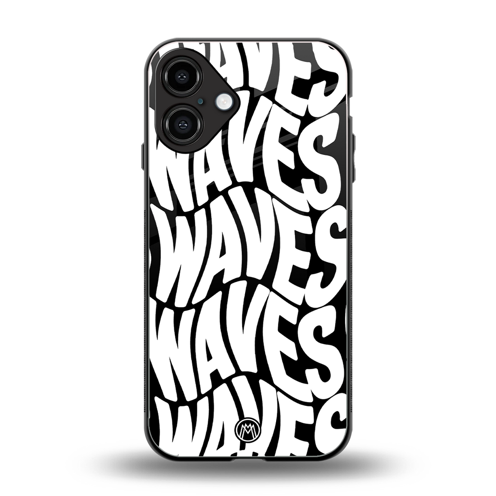 waves back phone cover | glass case for iphone 16 plus