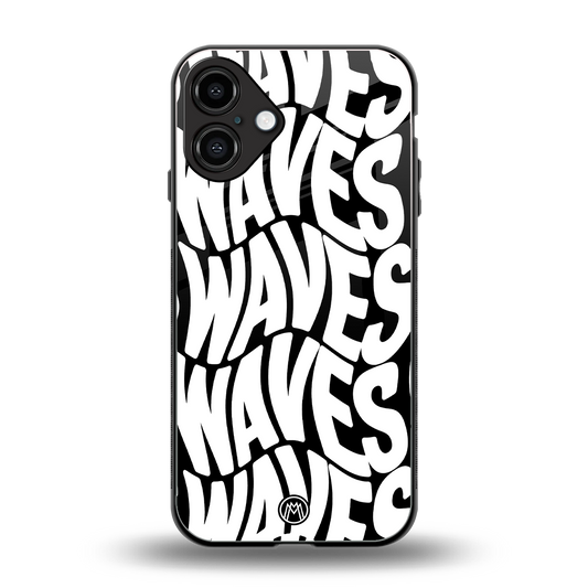 waves back phone cover | glass case for iphone 16 plus