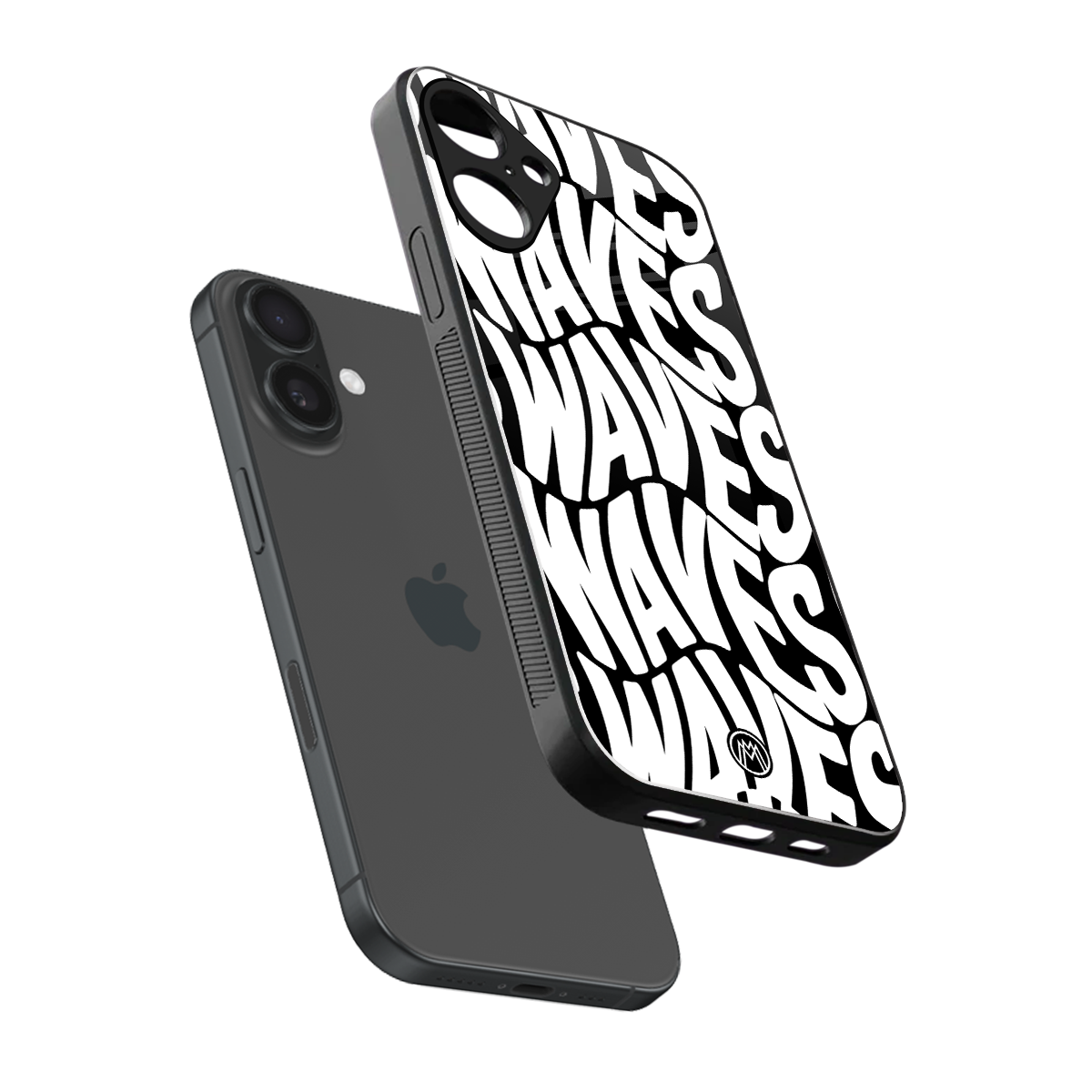 waves back phone cover | glass case for iphone 16 plus