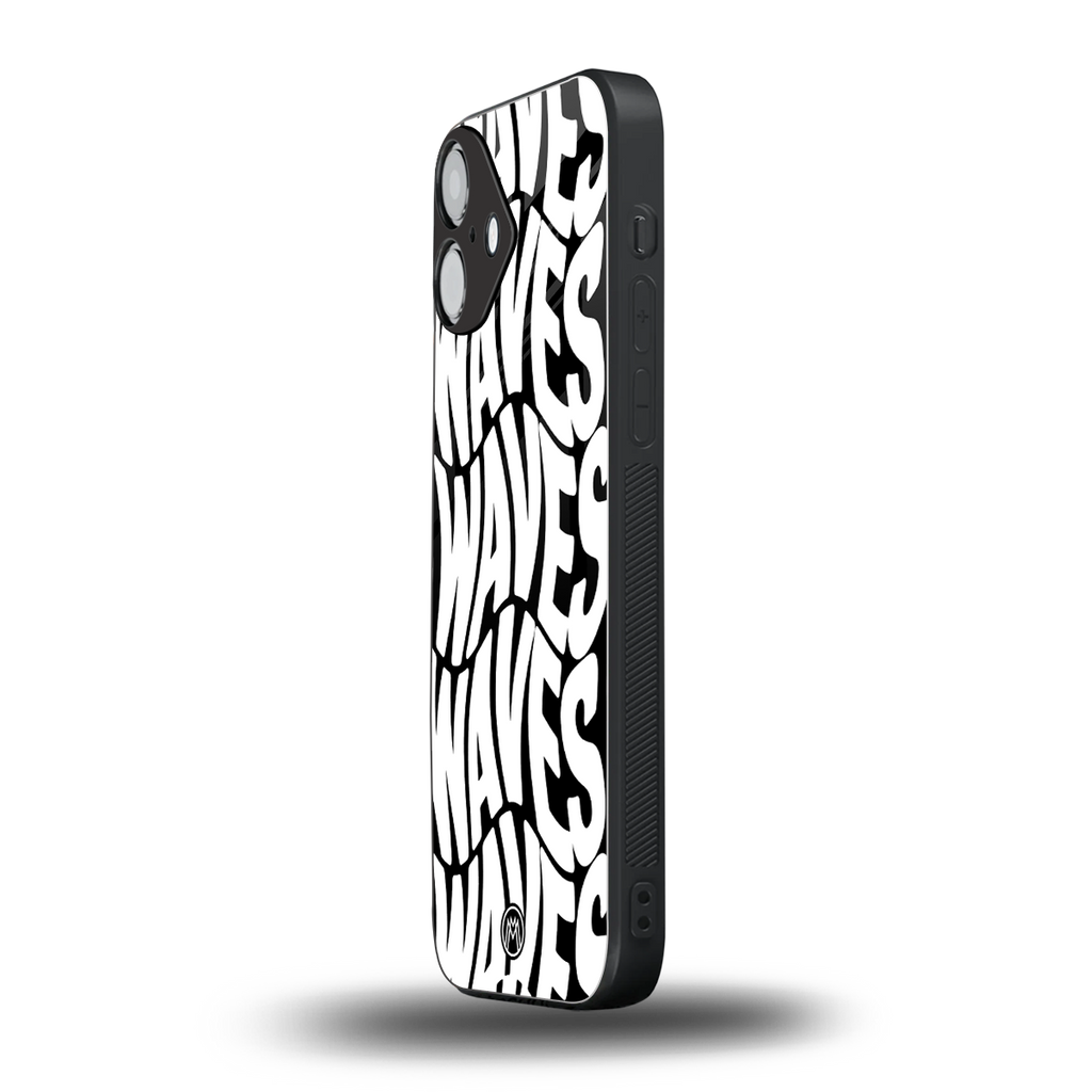 waves back phone cover | glass case for iphone 16 plus