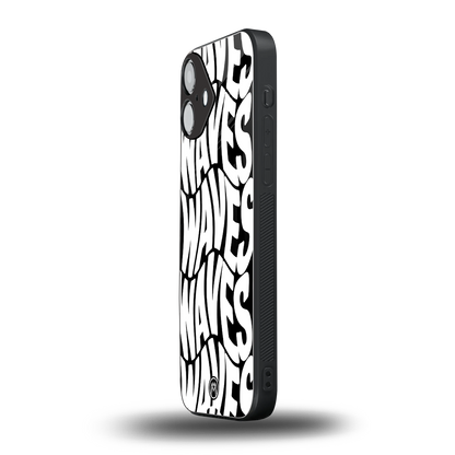 waves back phone cover | glass case for iphone 16 plus