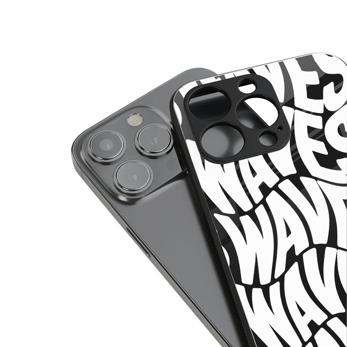 waves back phone cover | glass case for iphone 14 pro max