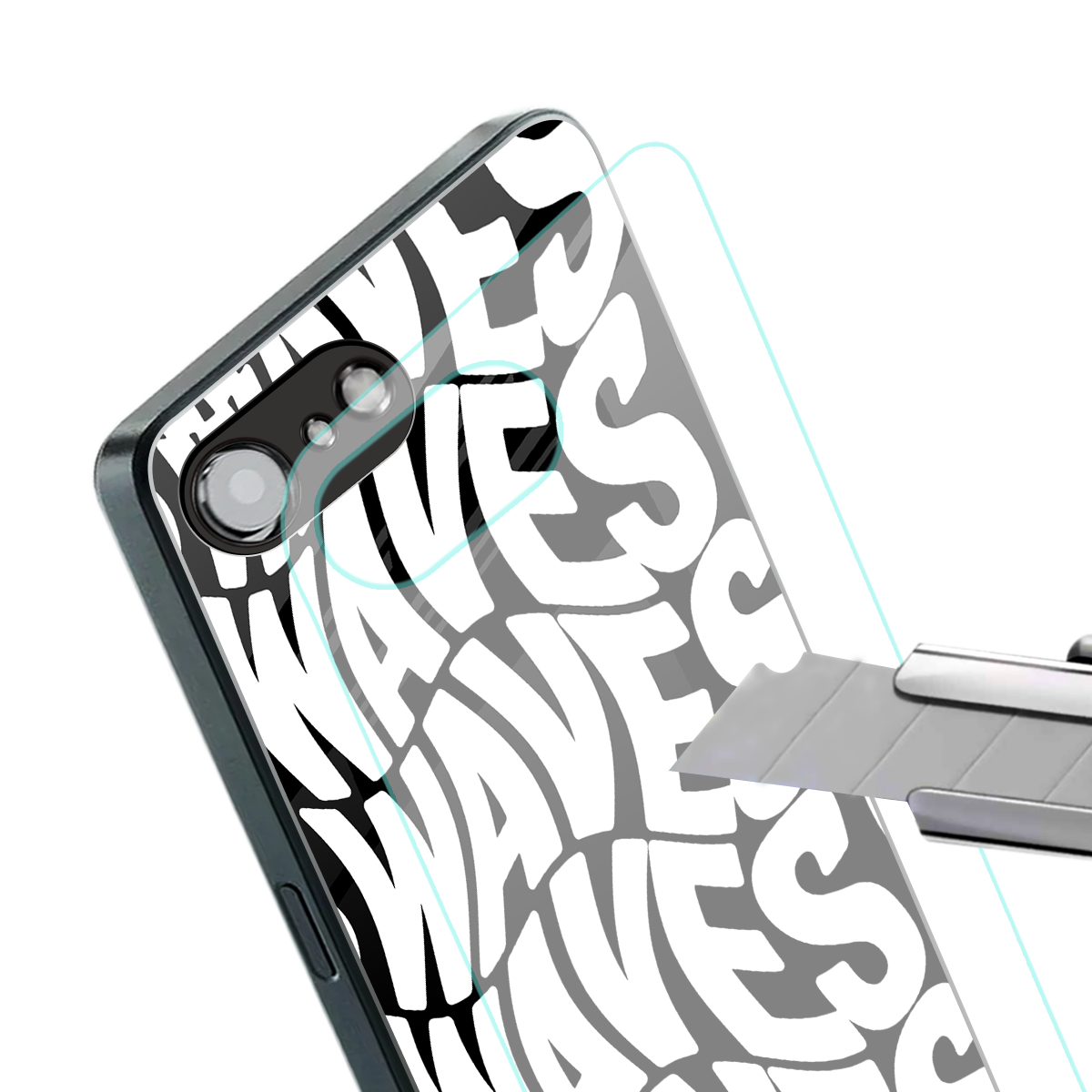 waves back phone cover | glass case for iphone 16e