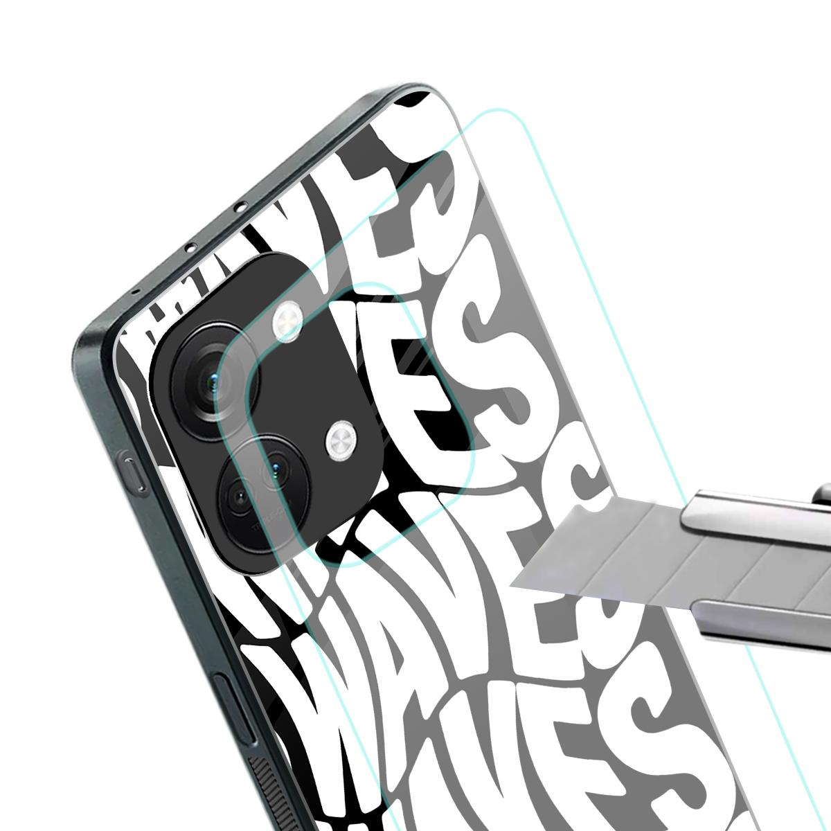 waves back phone cover | glass case for oneplus nord 3