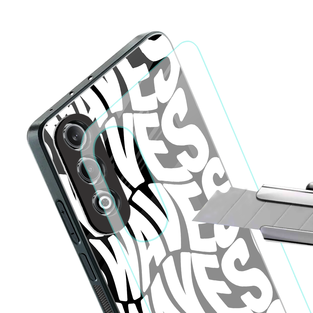 waves back phone cover | glass case for oneplus nord ce 4