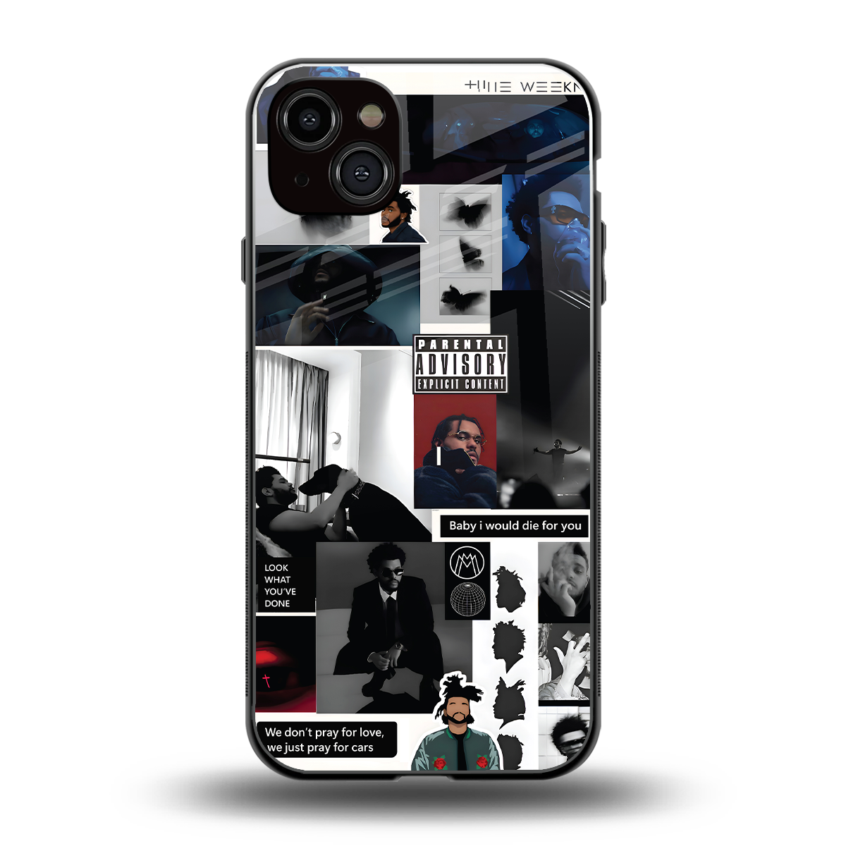 weeknd blend back phone cover | glass case for iphone 15 plus