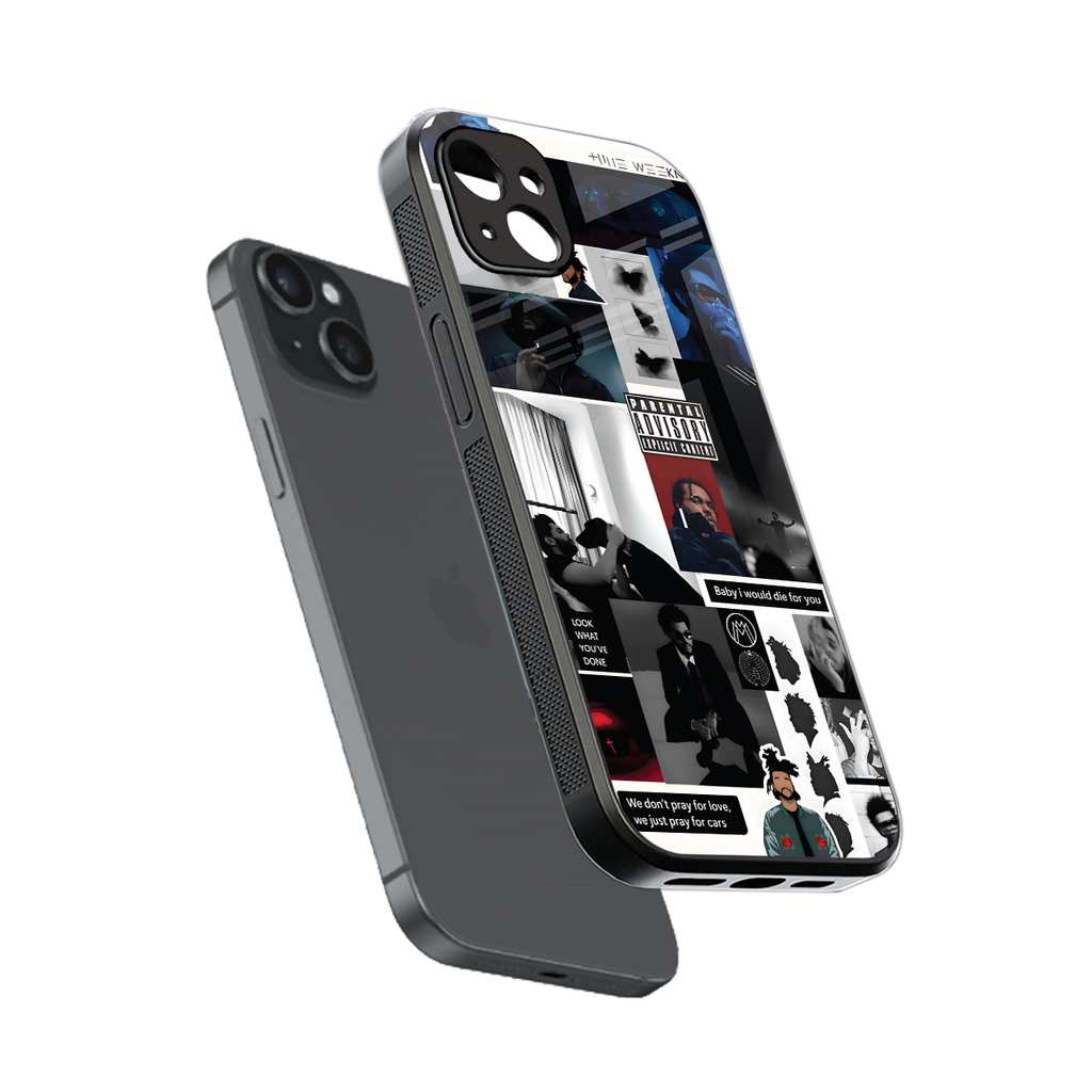 weeknd blend back phone cover | glass case for iphone 15 plus