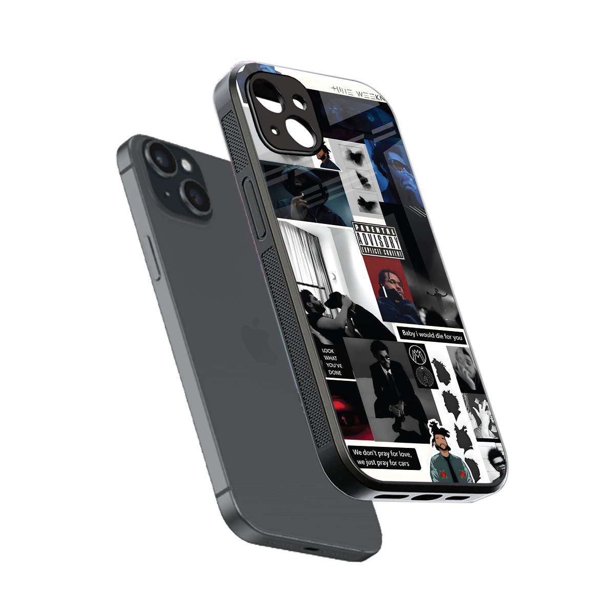 weeknd blend back phone cover | glass case for iphone 15 plus