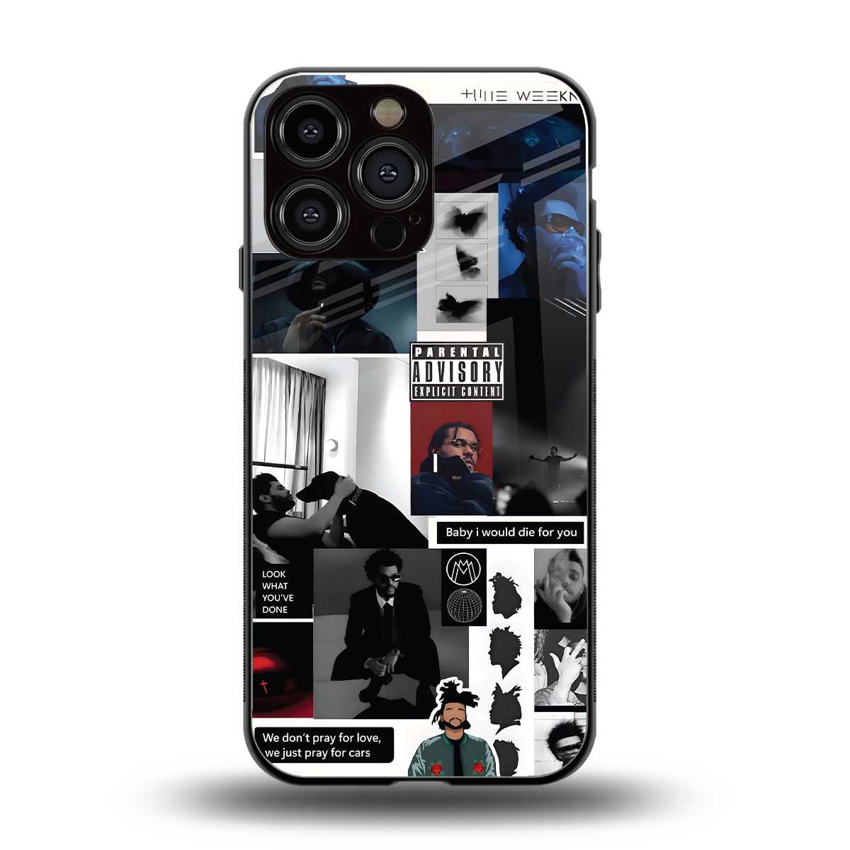 weeknd blend back phone cover | glass case for iphone 14 pro max