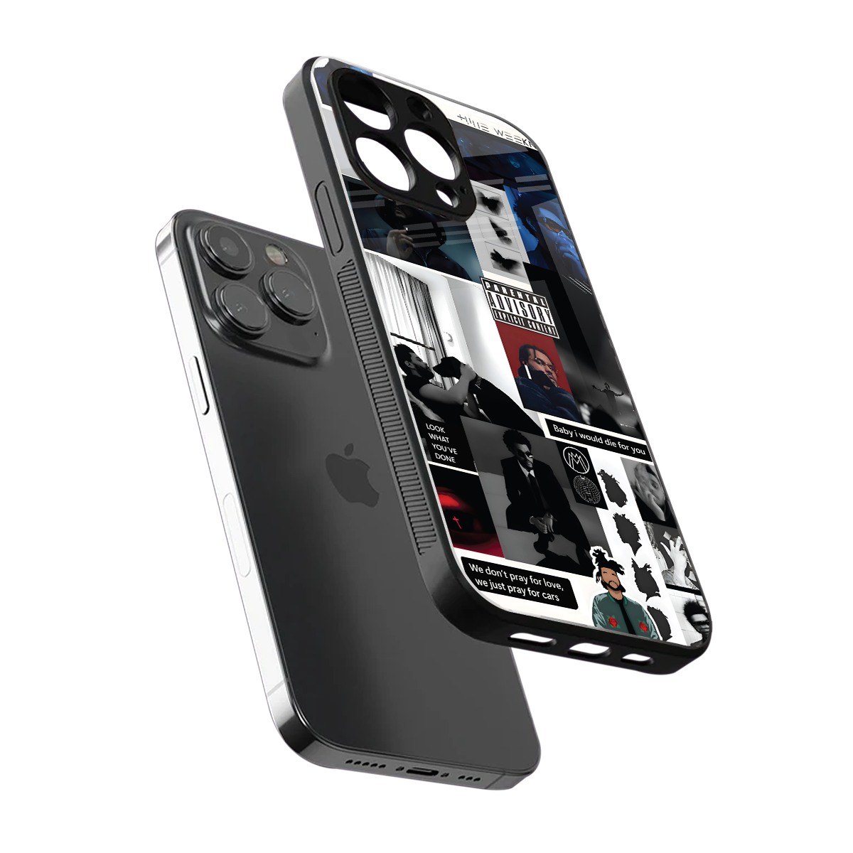 weeknd blend back phone cover | glass case for iphone 15 pro max