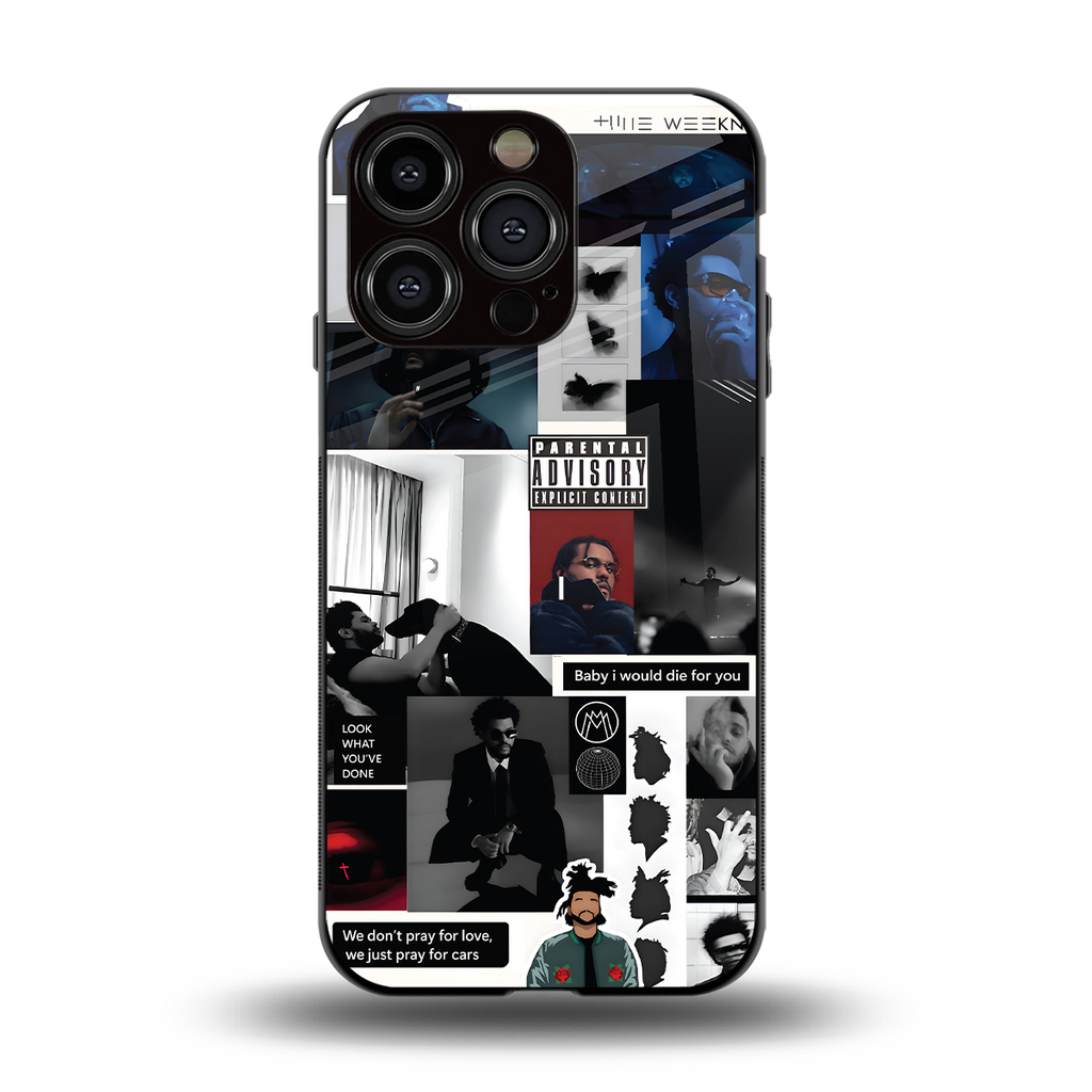 weeknd blend back phone cover | glass case for iphone 14 pro