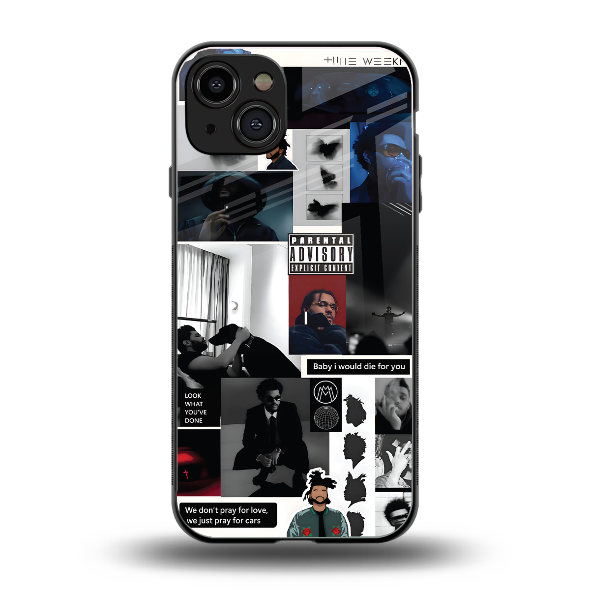 weeknd blend back phone cover | glass case for iphone 15
