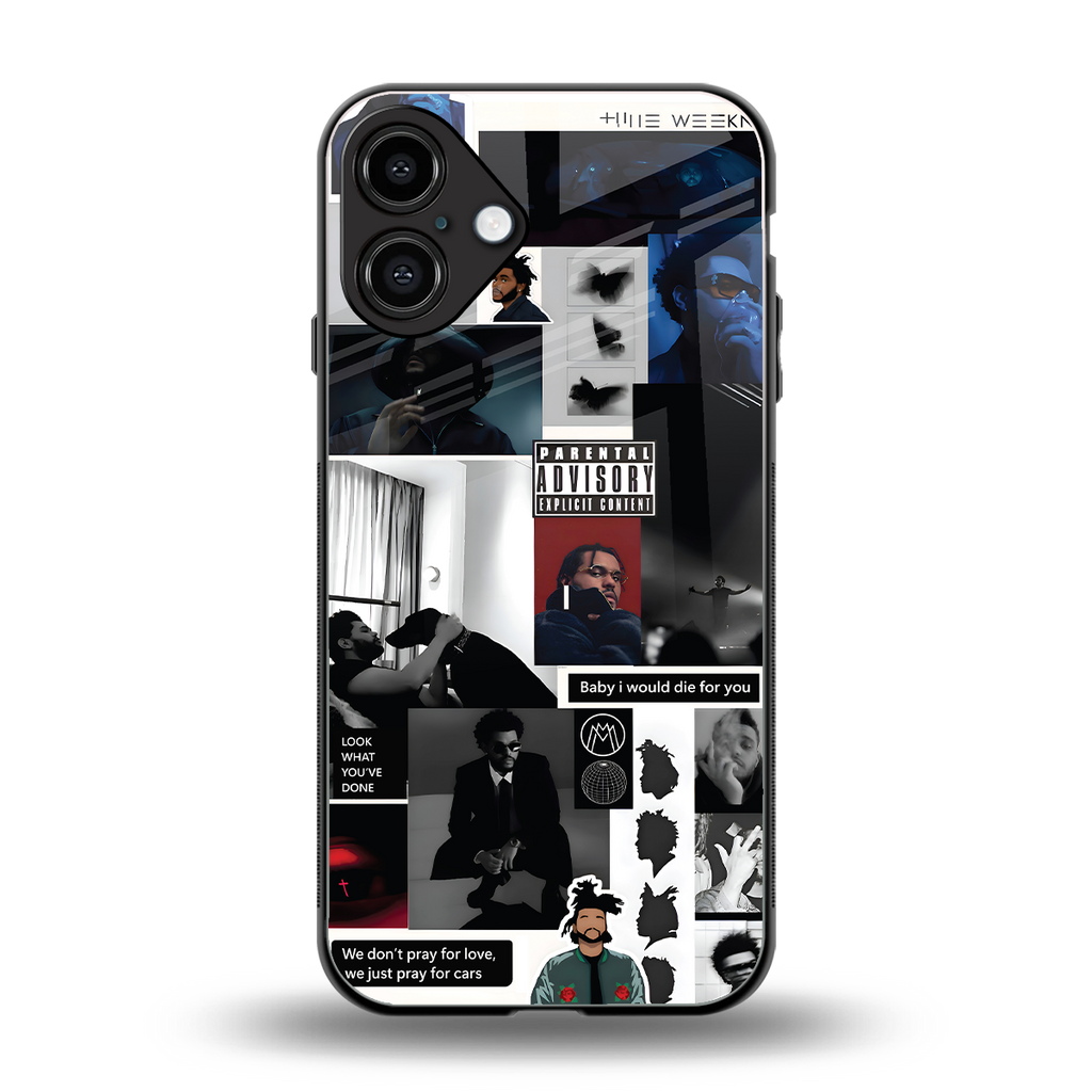 weeknd blend back phone cover | glass case for iphone 16 plus