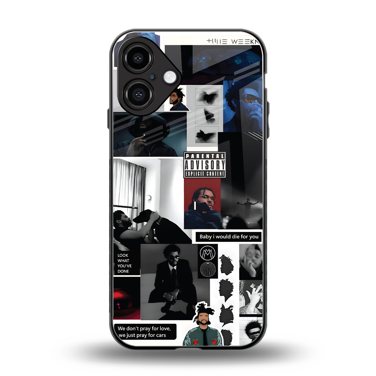 weeknd blend back phone cover | glass case for iphone 16 plus