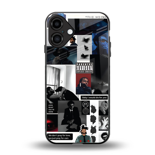 weeknd blend back phone cover | glass case for iphone 16 plus