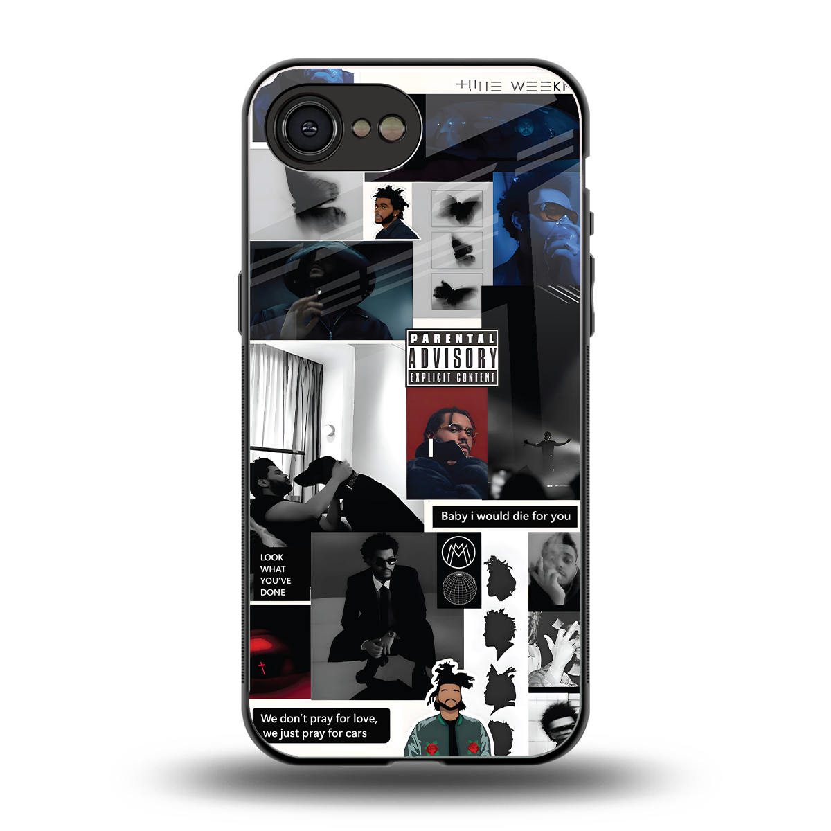 weeknd blend back phone cover | glass case for iphone 16e