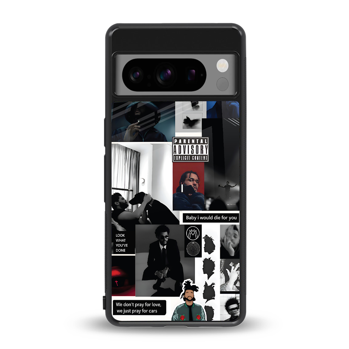 weeknd blend back phone cover | glass case for google pixel 8 pro