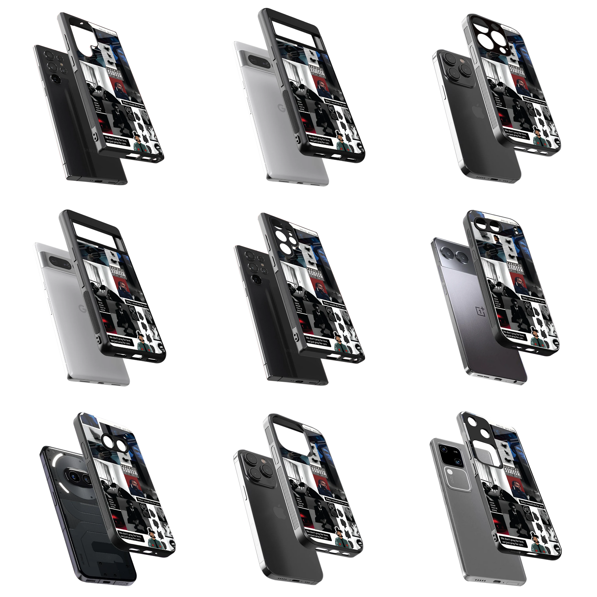 Durable Glass Back Mobile Case for iPhone, Samsung, OnePlus, Google Pixel, Redmi, Vivo, Oppo