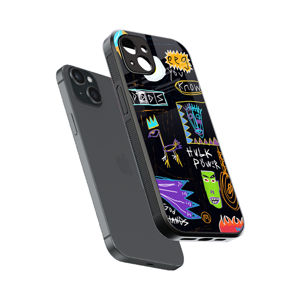 whimsy back phone cover | glass case for iphone 14 plus