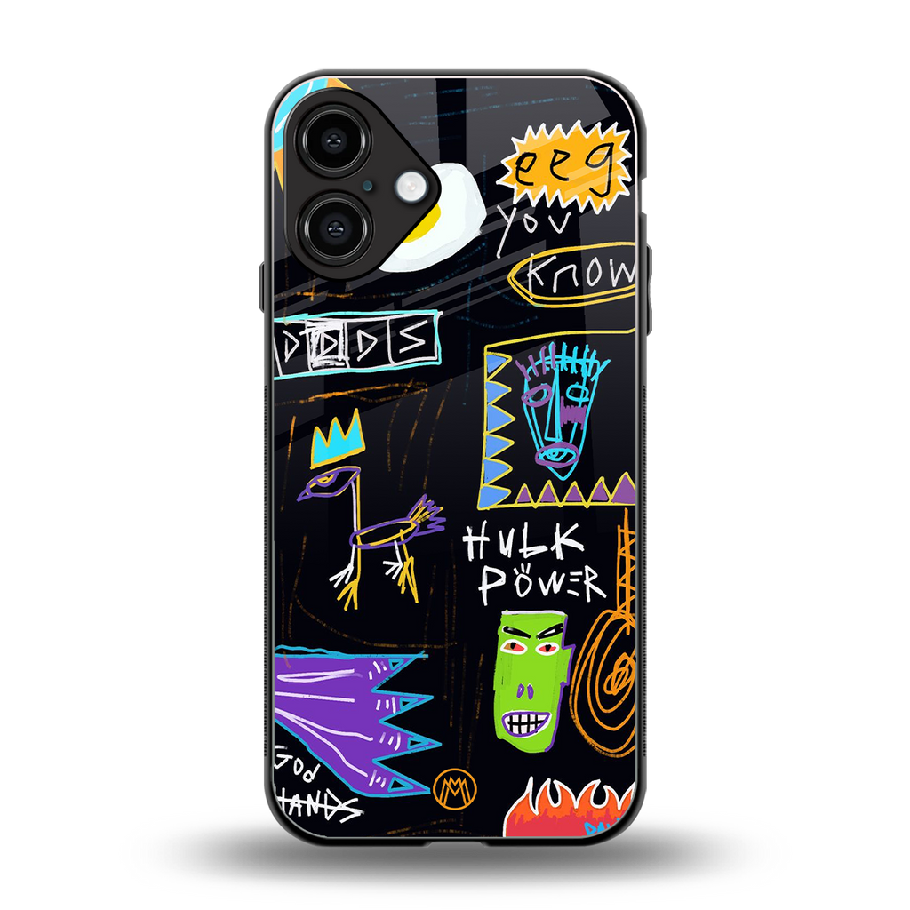 whimsy back phone cover | glass case for iphone 16 plus